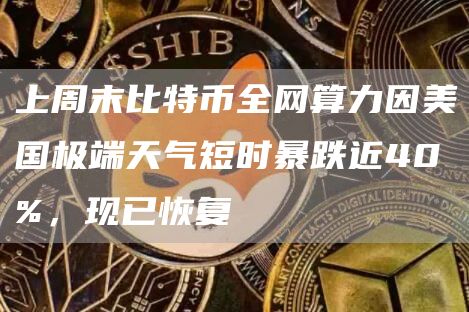 上周末比特币全网算力因美国极端天气短时暴跌近40%，现已恢复1