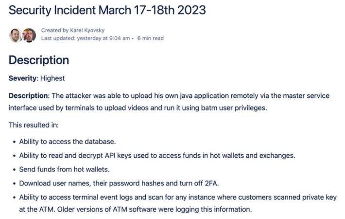最大比特币ATM制造商被黑!GeneralBytes被盗150万美元BTC2