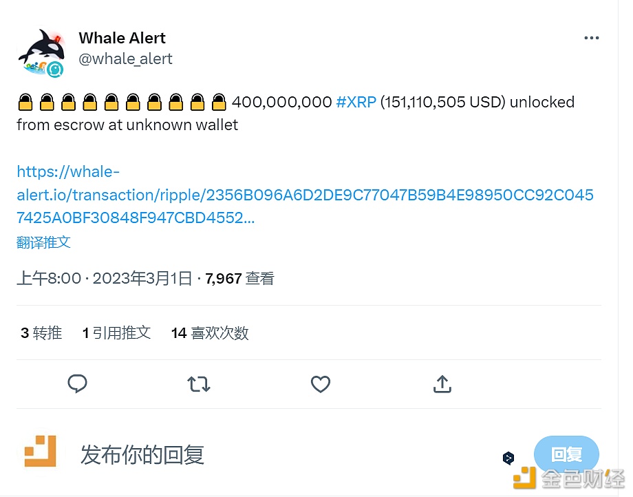 4亿枚XRP（约1.5亿美元）从托管钱包中解锁-第1张图片-binance下载