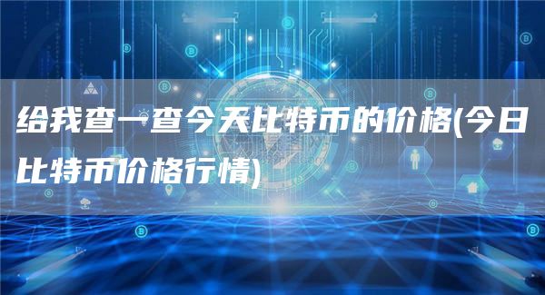 给我查一查今天比特币的价格 - 今日比特币价格行情